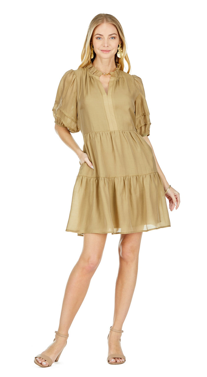 Stitched Sleeve Dress • Camel