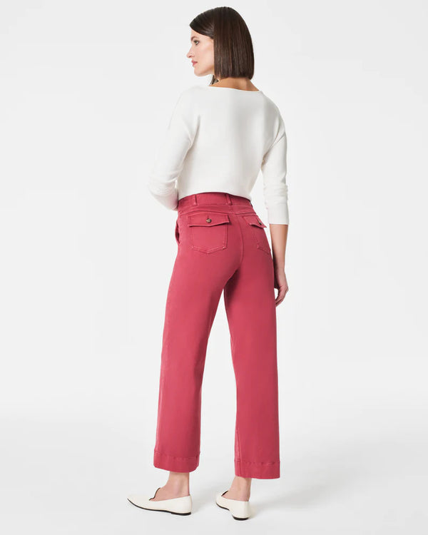 Stretch Twill Cropped Wide Leg Pant • Wild Rose