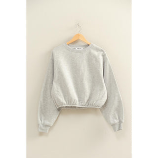 Elastic Hem Cropped Sweatshirt Casual Fit
