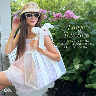 Ivory Pearl Bow Jelly Tote Bag