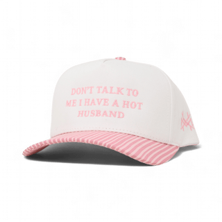 Don't Talk To Me Hot Husband Hat • Retro Pink Stripe