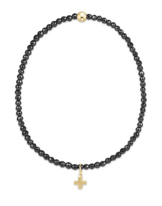 Signature Gold Cross Hematite Bead Bracelet