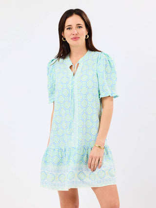 Natalia Mini Dress • Mosaic Charm Blue