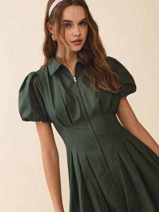 Riley Fit and Flare Bubble Dress • Hunter Green