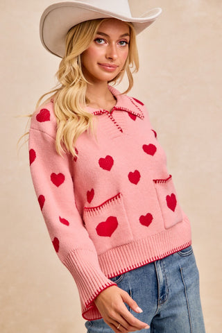 Cover Me in Hearts Sweater • Blush