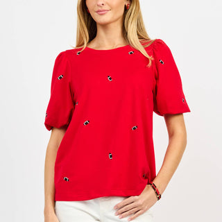 Tina Footballs Top • Red & Black