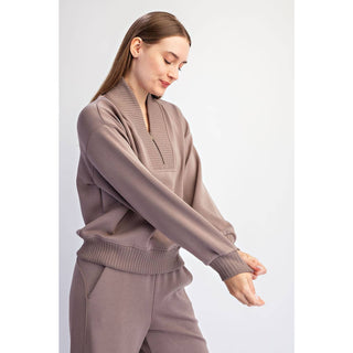 Modal Scuba Luxe V-Neck Top • Mocha