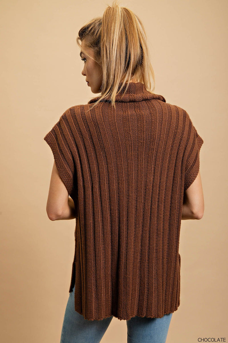 Anslee Turtleneck Sweater Vest • Chocolate