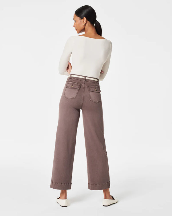 Stretch Twill Cropped Wide Leg Pant • Smoke