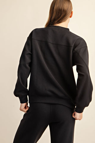 Rya Modal Scuba Mock Neck Pullover • Black