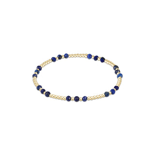 Gemstone Gold Joy Pattern 3mm Bead Bracelet • Lapis