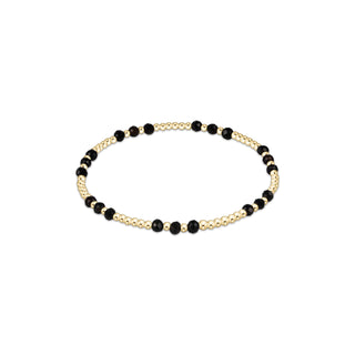 Gemstone Gold Joy Pattern 3mm Bead Bracelet • Faceted Onyx