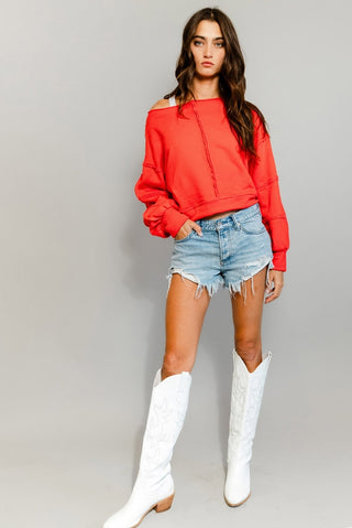 Beckett Cropped Sweatshirt • Red