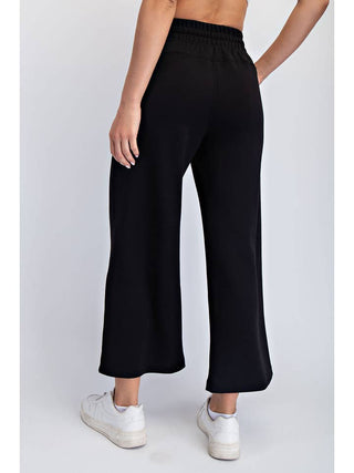 Modal Scuba Cropped Wide Pant • Black