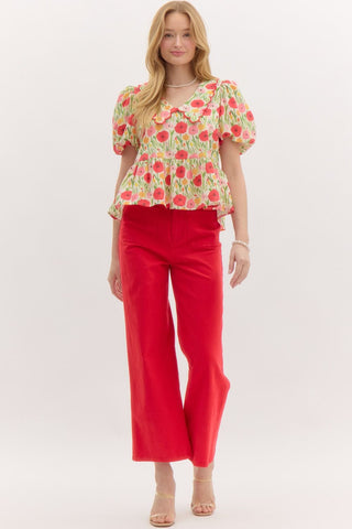 Laid Back Crop Pant • Red