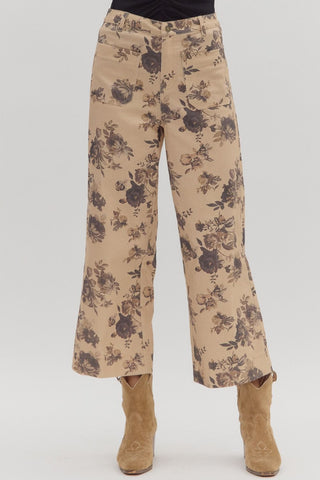 Julia Floral Cropped Pant • Taupe
