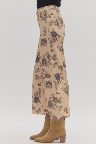 Julia Floral Cropped Pant • Taupe