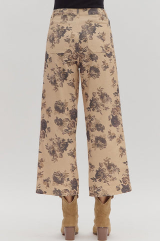 Julia Floral Cropped Pant • Taupe