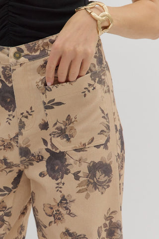 Julia Floral Cropped Pant • Taupe