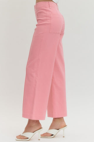 Collins High Rise Wide Leg Pants • Pink
