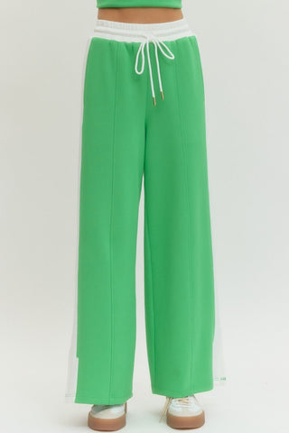 Cheyenne Wide Leg Knit Pants • Kelly Green
