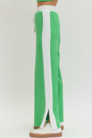 Cheyenne Wide Leg Knit Pants • Kelly Green