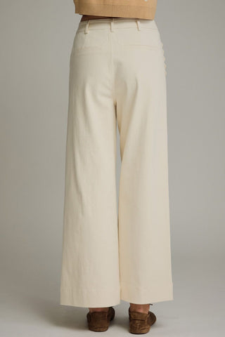 Estella Wide Leg Scallop Accent Pants • Ecru