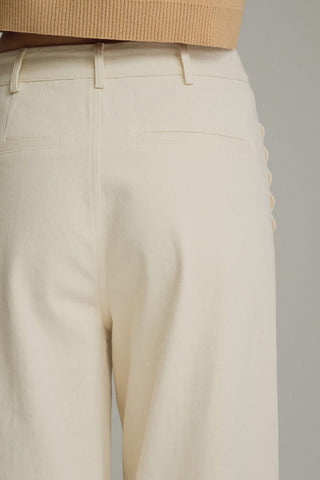 Estella Wide Leg Scallop Accent Pants • Ecru