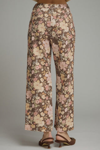 Fall Florals Printed Pants • Brown