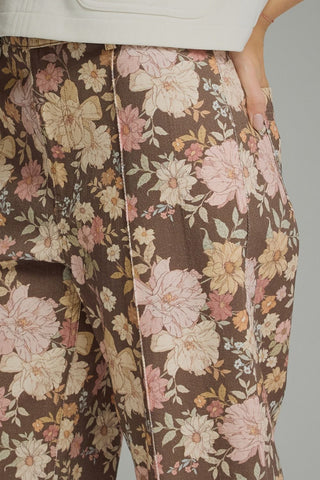Fall Florals Printed Pants • Brown