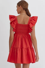 Night Out Ruffle Sleeve Dress • Red