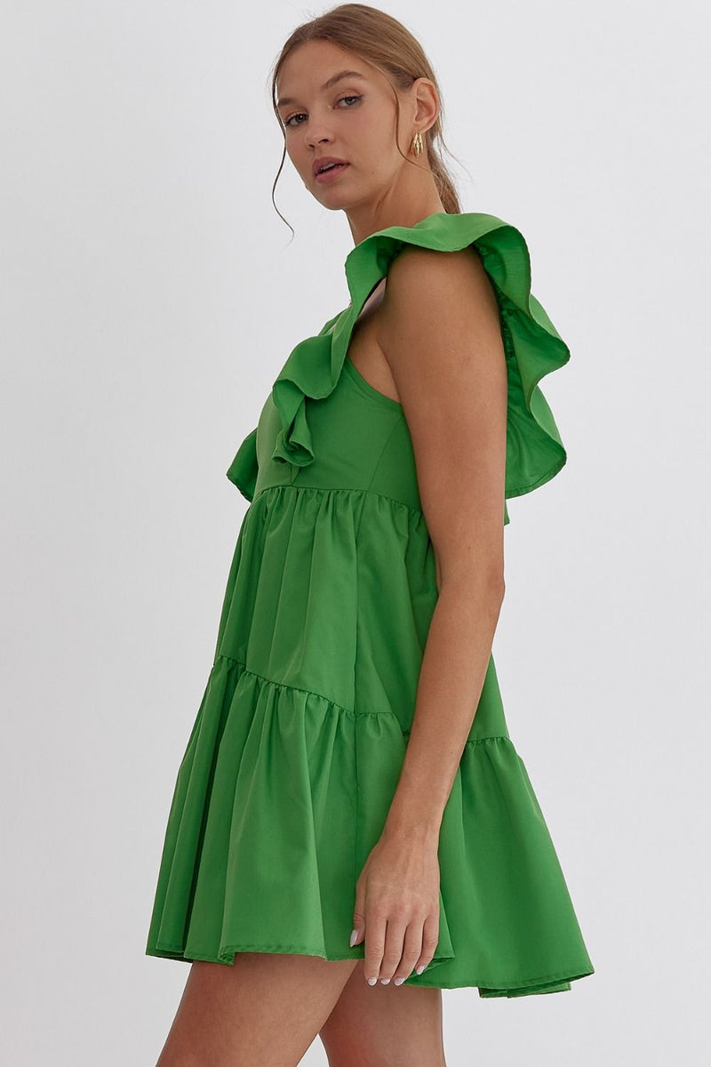 Night Out Ruffle Sleeve Dress • Green