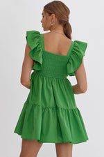 Night Out Ruffle Sleeve Dress • Green