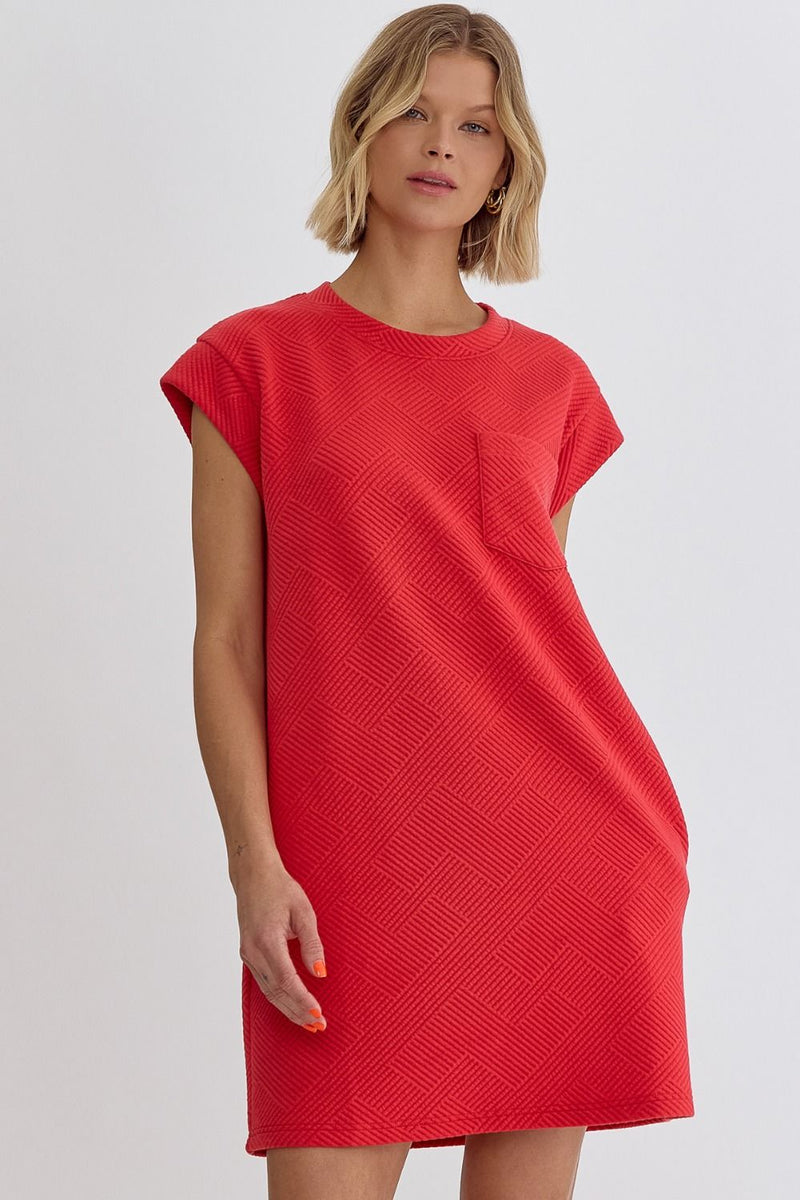 Basic Knit Mini Dress •Red