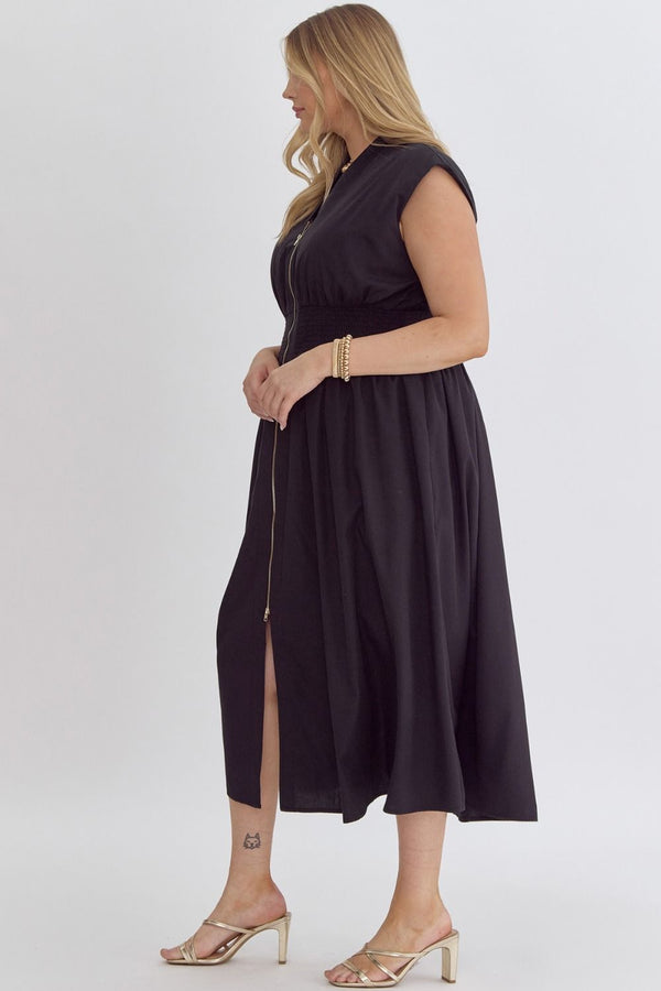 Kendal Midi Dress • Black • Plus