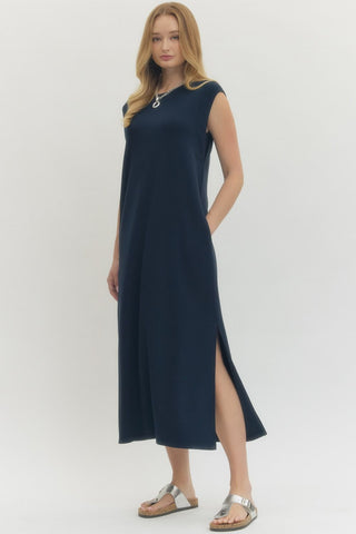 Charlotte Jersey Knit Pocket Dress • Navy