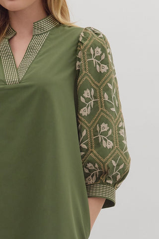 Novella Embroidered Dress • Olive