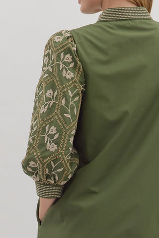 Novella Embroidered Dress • Olive