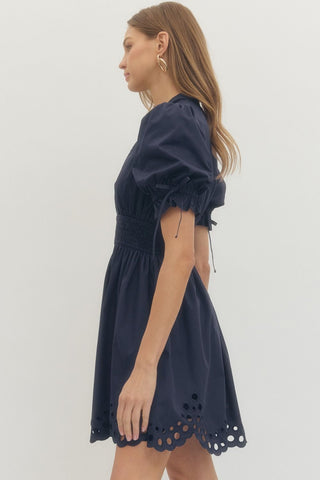 Charlie Scalloped-Hem Dress • Navy