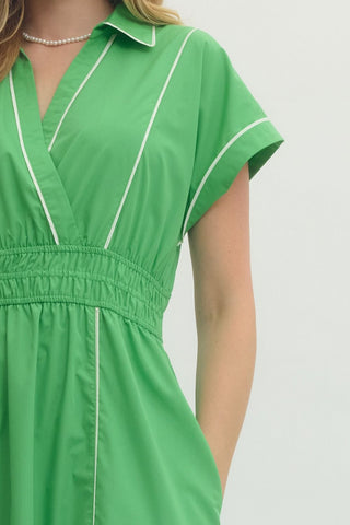 Calliope Ruffle Hem Midi Dress • Green
