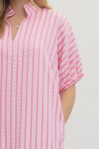 Anaisha Striped Midi Dress • Pink