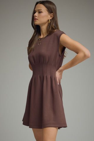 Ellington Vertical Pintuck Detail Dress • Brown