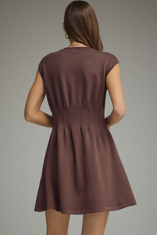 Ellington Vertical Pintuck Detail Dress • Brown