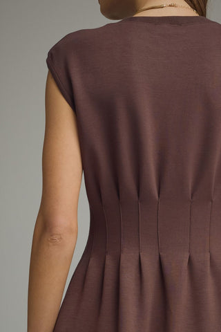 Ellington Vertical Pintuck Detail Dress • Brown