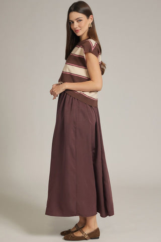 Allie Knit Striped Top & Midi Dress Set • Brown