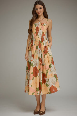Lizzie Fall Floral Sleeveless Dress • Olive
