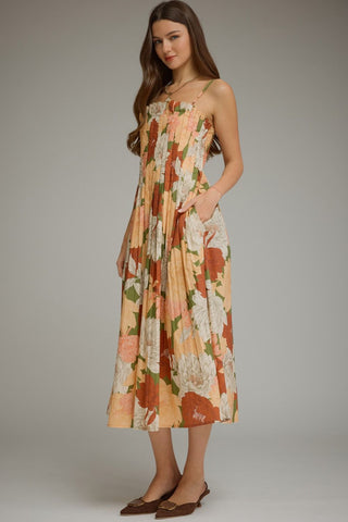 Lizzie Fall Floral Sleeveless Dress • Olive