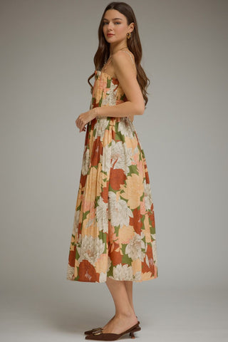 Lizzie Fall Floral Sleeveless Dress • Olive
