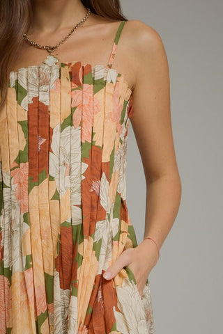 Lizzie Fall Floral Sleeveless Dress • Olive