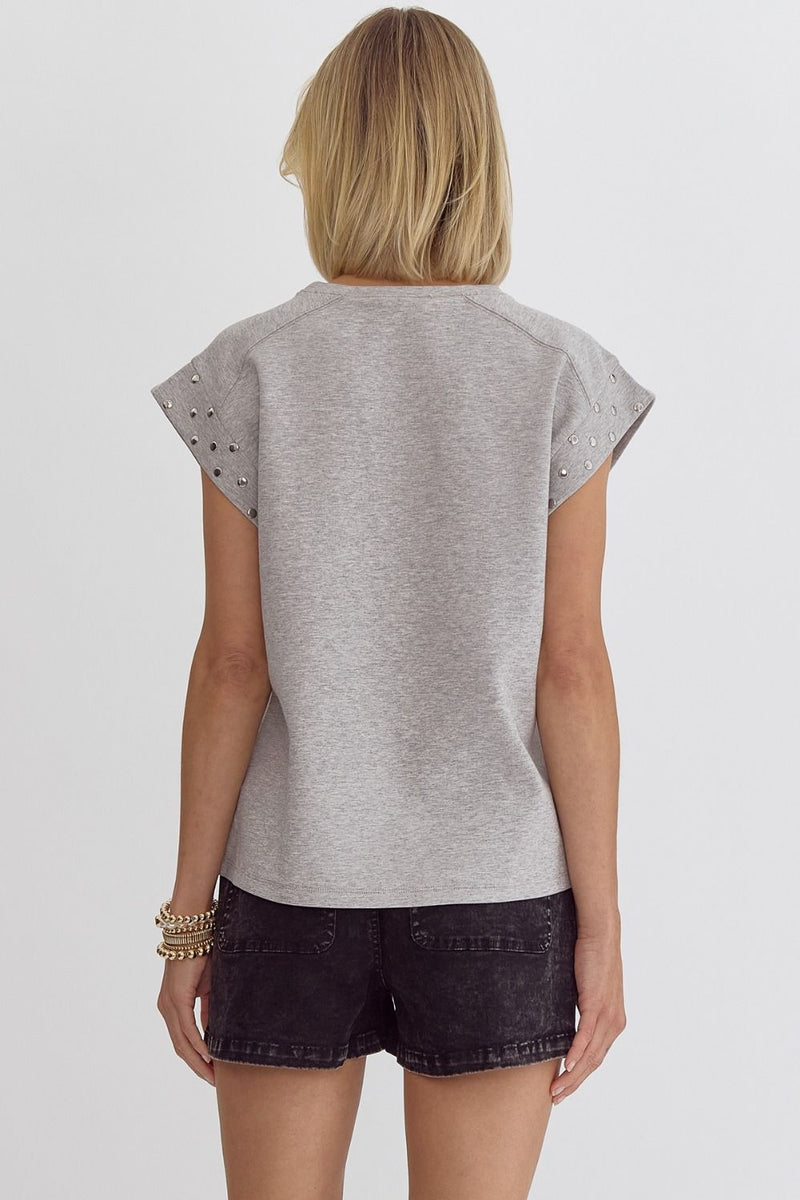 Memo Stud Top • Heather Grey